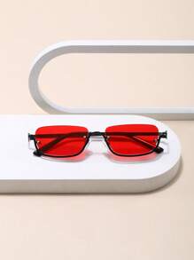 1 pièce Lunettes de mode femme décontractées rétro à demi-monture noires en métal, convient pour les sorties quotidiennes, la décoration de plage d'été