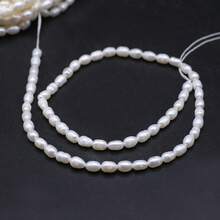 1string 3-4mm A/AA/AAA Natural Freshwater Faux Pearl Rice Shape Beads Charms For DIY Women Men Necklace Jewelry Making Accessories - 3-4mm - View 13
