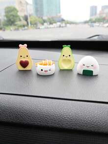 4件装车载卡通微景观苔藓多肉油果饭菜卷白色寿司装饰