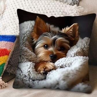 TOPSSCTR 1 Stück Yorkshire Terrier Kissenbezug - Weiche Polyesterfaser, kuschelige Hundemotiv für Sofa, maschinenwaschbar, mit Reißverschluss, perfekt für Wohnzimmer oder Terrasse, Hunde Dekoration