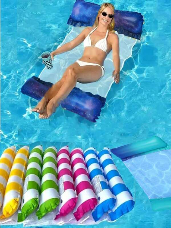 1 Stück Sommerfaltbare Wassermatratze Schwimmbecken aufblasbare Luftmatratze zum Schwimmen, Strandliege, Schwimmbeliebt, Schlafstuhl