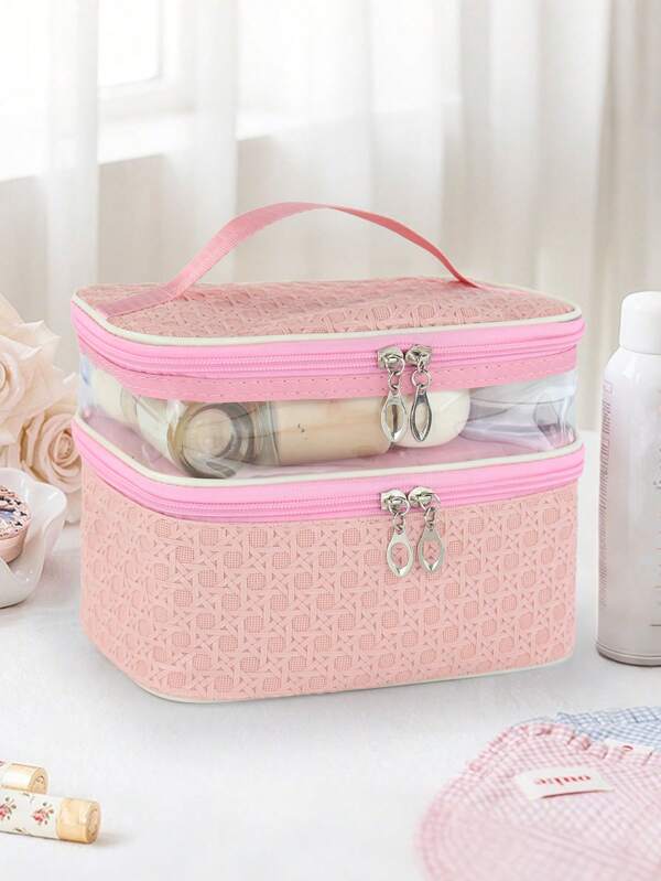 1 Peça Nécessaire Feminino, Necessaire de Maquiagem de Viagem com Dois Compartimentos Feminino, Caixa Organizadora de Cosméticos Portátil À Prova d'Água para Cosméticos e Ferramentas de Maquiagem
