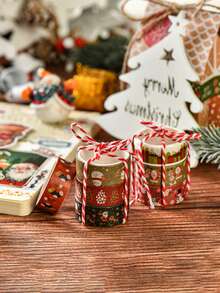 6 卷复古圣诞和纸胶带套装 - 用于节日装饰材料的装饰胶带，带有圣诞老人雪鹿圣诞树的图案，印有精美的印花，可作为送给朋友、返校、学校用品的手册装饰礼物 - 彩色 - 查看 8