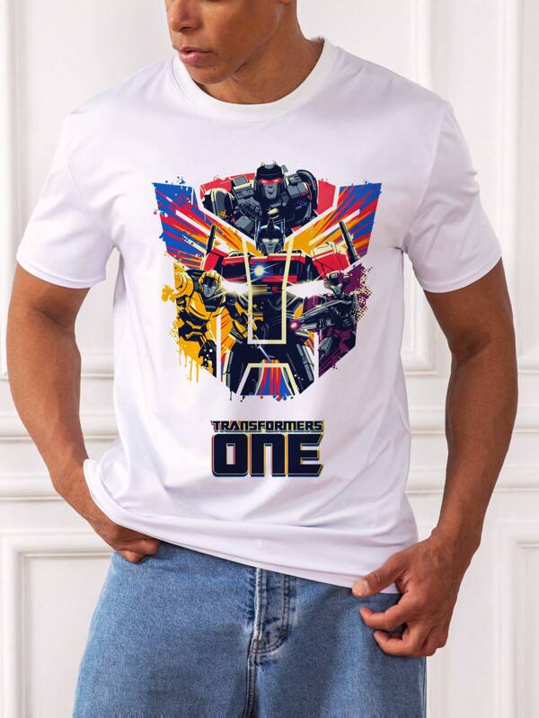 TRANSFORMERS 1 pezzo T-shirt casual ufficialmente concessa in licenza TRANSFORMERS, design alla moda "Transformers: Battle Ready", adatta per uso quotidiano, stilosa e personalizzata