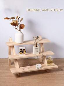 Estantería escalera de madera natural, de ensamblaje libre y movible, estante de almacenamiento creativo y sencillo, apto para hogar, oficina, organización de escritorio, exhibición multiusos de sobremesa - Color de la madera - Ver 12