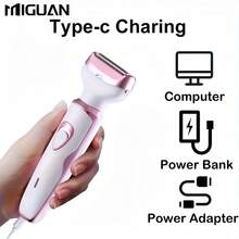 4-In-1 Women's Electric Epilator/Women's Multifunctional Electric Epilator Set/Women's Bikini Trimmer/USB Rechargeable/Can Be Used For Removing Pubic Hair, Eyebrows, Nose Hair, Face, Legs/Portable, Gentle, Gift For Women, Mother's Day Gift, Battery Capacity 500mAh - Pink - View 11