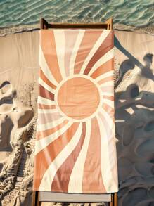 1 Stück sonnige Mikrofaser-Strandtuch, ohne Sand, leicht, überdimensioniert, schnelltrocknend für Erwachsene zum Schwimmen, Schwimmbad, Camping, Yoga, Reiseaccessoires, Urlaubssachen, Strandutensilien