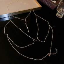 1 pieza Collar con cadena de cuentas de strass de moda, cadena corporal exagerada de estilo europeo y americano, diseño creativo
