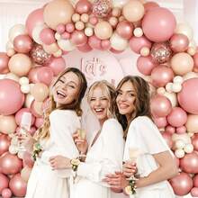 135 Pieces Retro Pink Ivory White Rose Gold Balloon Arch Wreath Set, Baby Gift Party, Wedding, Girl's Birthday Aluminum Foil Paper Sequin Balloon - Mixed Colors - View 5