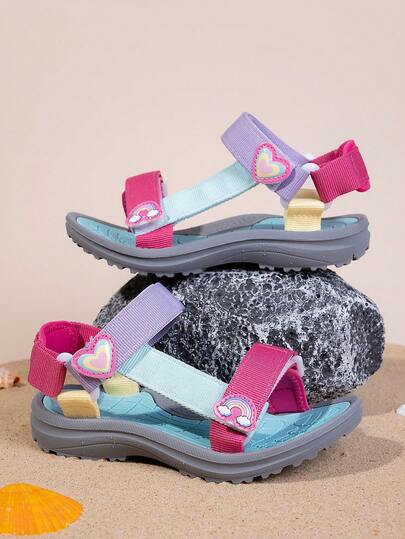 Kids Girls' Low-Top Sandals, Anti-Slip Durable Soles, Cute Fashionable Dopamine Color, Essential For Summer Sports & Beach, Spring/Summer