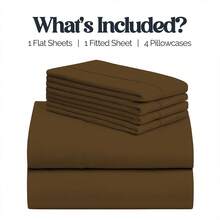 Slay Your Sleep: Cloud-Soft Cooling Bamboo Blend Sheets – 6-Piece Set W/ Deep Pockets – Breathable, All-Season Bedding, No Wrinkles, No Stress, Cozy Vibes Only – Twin, Full, Queen, King, Cal King - 巧克力 - 查看 3