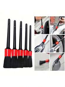 Kit 5 Automotive Brushes For Detailing Internal And External Cleaning - Multicolor - View 7