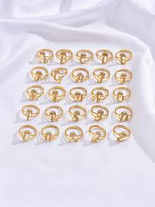 1 件时尚个性化锆石 26 字母戒指，女士可调节情侣戒指，奢华礼物，海外全新设计