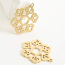 2pcs Fashionable 304 Stainless Steel Gold/Silver Plant & Flower Pattern Pendant, Vacuum Electroplated Durable Craft, Suitable For Necklace, Earrings, DIY Jewelry Making