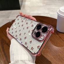 Funda de teléfono móvil adecuada para 16 15 14 13 12 11 Pro Max con diseño de patrón de cereza en toda la pantalla, única, buena opción como regalo para la novia de un hombre. - Negro - Ver 3