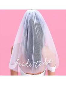 1pc Elegant Bride-To-Be Veil, Bridal Hair Clip Ornament, White Tulle Mesh Bridal Veil, Long Tail Clip For Wedding Bachelorette Party Photo Booth Props Decorations