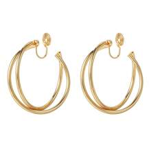 1 Pair Exaggerated Double-Layer Rotatable Large Circle Ear Clip With Cool And Metallic Mosquito Coil Without Ear Hole Earrings Cross Rotating Coil Ear Clip Fashionable Ring