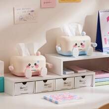 1pc Cute Sports-Shaped Tissue Box With Smiling Face Design - Available In White And Pink, Compact Tabletop Decor For Living Room, Dining Room, Kitchen - Creative Home Gift, Box Decoration, Fun Style, Glossy Surface, Decorative Accessory, Suitable For Interior Designers, Durable Material, Practical Accessory, Interior Design Enthusiasts