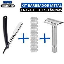 Beard And Hair Removal Kit Razor + 10 Razors + Professional Metal Shaver - 黑色 - 查看 1