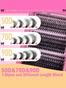 300 DIY Eyelash Extenders 50D 70D 90D Clustered Eyelashes 10-18mm False Eyelashes Cat Eye Wings Artificial Mink Soft Fur Curled False Eyelashes Long Mixed Personal Eyelash Beauty Travel Makeup Tools