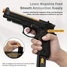 Soft Bullet Gun Toy Pistol With 100 Bullets, 12 Shells, And 2 Magazines New Toy Gun Pistol Hollow Hanging Machine, Toy Foam Blaster, Outdoor Sports Shooting Game - 黑色 - 查看 6