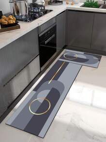 1 pezzo Tappeto da pavimento per cucina di alta qualità in composito di diatomite grigio con strisce dorate, ammortizzante anti-affaticamento, assorbente, in gomma siliconica leggera, spessore 3 mm, adatto per cucina, bagno, ingresso, lavanderia