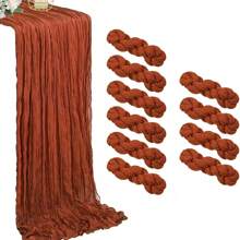 1/2/5/10 Pcs Red Pleated Cheesecloth Table Runner Perfect For Wedding Birthday Babe Shower Party Room Table Decoration, Wedding Anniversary And Banquets Party Supplies, New Year 2025 Christmas Gauze Table Cover Table Flag