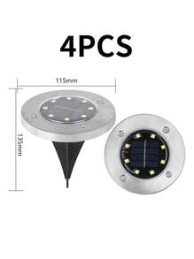 1 Stück/4 Stück Solar betriebene 8LED Bodenleuchten, Outdoor Park Rasen Leuchten, Solar betriebene dekorative Beleuchtung, Edelstahl Haushalt Garten Terrasse Stimmungsbeleuchtung, Wasserdicht
