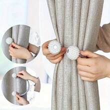 2 Fake Pearl Magnetic Curtain Straps, Curtain Strap Fixed Decorative Rope, Easy To Install Strap Design Suitable For Home And Office Curtain Fixing