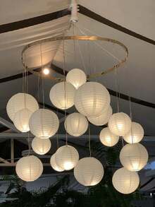 1/5 pièces Lanternes en papier blanches, oranges, bleues - Lanternes en papier rondes suspendues - Convient pour les mariages, les anniversaires, les enterrements de vie de jeune fille et les décorations de fête - Pour une utilisation intérieure et extérieure - Cadeau idéal pour les occasions de fête - Blanc - Voir 3