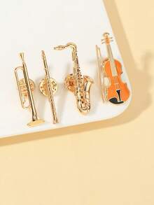 1/4件音乐爱好者的喜悦！小号、萨克斯、长笛、小提琴造型胸针，精湛的金属工艺，演奏时尚旋律，装饰服装，展现音乐激情~#乐器胸针#时尚配饰 - 彩色 - 查看 7