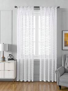 1 件白色薄纱窗帘，适合家居日常装饰 - 彩色 - 查看 1