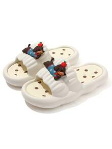 صنادل نسائية بطبعة كلب التفاح الكرتونية مانعة الانزلاق ، نعال داخلية وخارجية لطيفة مُريحة وجميلة ، قاع ناعم أنيق مناسب للاستخدام داخل المنزل والخارج، والشاطئ والإقامة الجامعية، شرائح ذات رائحة خفيفة للغرفة