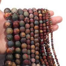 1 件哑光天然红色毕加索石圆珠，多种尺寸（4/6/8/10/12 毫米）可选，复古风格，适合 DIY 手链、项链、珠宝、吊坠制作，批发珠子 - 紅畢卡索石 - 查看 3