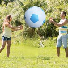 1pc Giant Inflatable PVC Blue Soccer Ball, Outdoor Garden/Lawn Game, Pool Party, Team Building Activity, Beach/Water Game, Suitable For Indoor & Outdoor Family Interactive Fun - Baby Blue - View 3