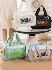 1 Peça Bolsa Grande de Moda Simples com Capacidade Ampla, Bolsa Transversal de Compartimento Único, Bolsa Separadora de Seco e Úmido, Bolsa Multibolso com Bolso Visível, Bolsa a Prova d'Água a Laser para Praia, Viagem Curta, Negócios, Viagem, Natação, Fitness, Praia, Armazenamento, Esportes, Fitness, Multiuso para Carregar Roupas, Sapatos, Cosméticos, Bolsa de Viagem, Necessidades de Viagem, Férias, Verão, Volta às Aulas, Bolsa Escolar, Bolsa Impermeável para Artigos de Higiene Pessoal