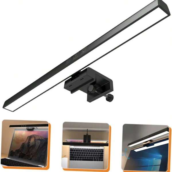 Barra de luz para monitor, lámpara de computadora alimentada por USB, luz LED para la pantalla para el cuidado de los ojos, lámpara ajustable para monitor con brillo y temperatura regulables para escritorio/oficina/hogar/juegos