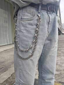 原创DIY骷髅裤链不锈钢圆珠组合机车链朋克男女奢华配饰