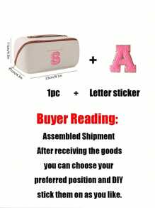 PU Leather Waterproof Cosmetic Bag, With Letter Cosmetic Storage Bag, Multifunctional Travel Storage Bag, Large Capacity Double Layer Cosmetic Bag