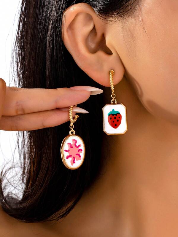 1 Set Multi-Colored Drip Glaze Unique Design Earring Set, Versatile & Elegant For Women