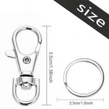 30/50pcs Metal Lobster Clasp With Key Chain, Key Ring Accessory Kit For DIY Craft Metal Key Chain Hook, Keychain With Lobster Claw Clasp - Keychain+Flat Ring - View 2