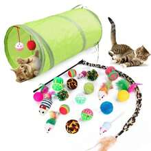Belifou Kit Túnel Engraçado com 21 Peças para gato / Vara de Pelúcia/ Rato/ Várias Combinação de Brinquedos - Multicolorido - Visão 1
