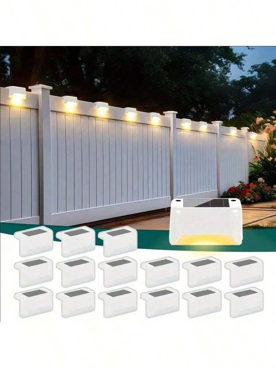 12 Stücke Solar-betriebene LED-Gartenleuchten, Treppenbeleuchtung für Außen-Dekoration - Terrasse, Stufen, Geländer, Wand, Garten, Treppe, Terrasse, Zaun, Einfahrt Beleuchtung, Multi-Farb-Steuerung, für Heim-Dekoration und Geländer-Dekoration