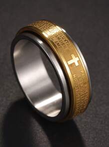 1 Pc Anti-Stress Rotating Jesus Cross Men's Finger Ring Anxiety Relief Spinning Metal Spinner Fidget Ring Jewelry