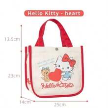 Sanrio Bolso de lona con diseño de Hello Kitty, nuevo bolso de mano, bolsa de almuerzo y bolso de mano de Kitty, adecuado para vacaciones, Halloween, Navidad, fiestas, cumpleaños, regalos