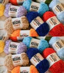 KECHE Fluffy Bulky Yarn – Super Soft Chunky Fuzzy Blanket Weight # 5 Yarn For Knitting Crocheting Crafting 3.5 Oz (100 Gr) 98 Yds (90 M) - Grass - Camel - View 3