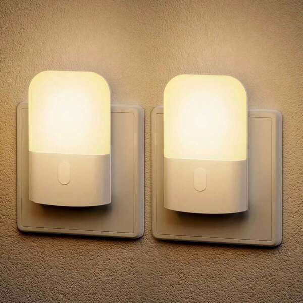 1 pezzo/2 pezzi Luce notturna a LED da inserire, Luce notturna a LED mini bianca calda. Luminosità regolabile per camera da letto, bagno, cucina, corridoio, scale