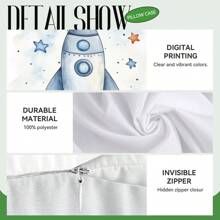 4-teiliges Set Kopfkissenbezug mit Cartoon Weltraum Motiv, einseitig Muster