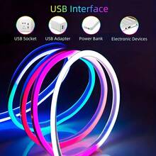 5M Bluetooth LED Neon Light Strip, Supports App & Remote Control, RGB LED Neon Lights, Flexible Light Strip, Suitable For Home Decor, LED Lights, Wall Decor Lights, TV Backlight, Night Light, Fairy Lights, LED Lamps, Decorative Lights, Etc. - Multi-color light - View 6
