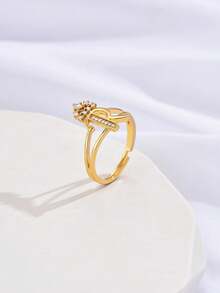 1 件时尚个性化锆石 26 字母戒指，女士可调节情侣戒指，奢华礼物，海外全新设计